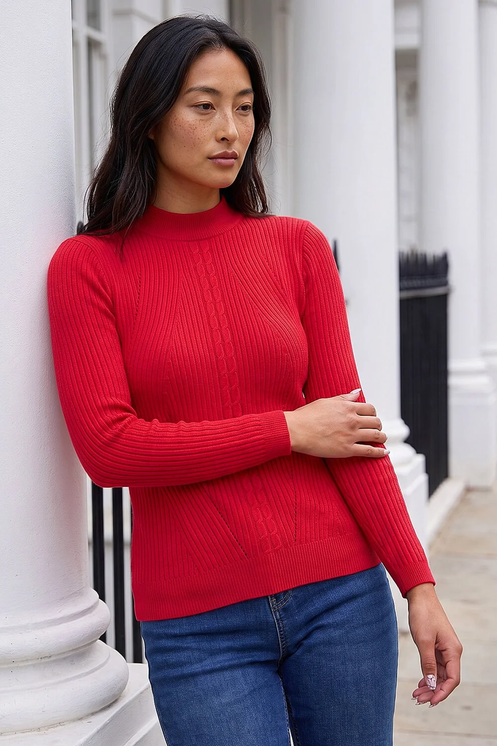 Roman Red Petite Cable Knit Turtleneck Jumper - 8 Image 1