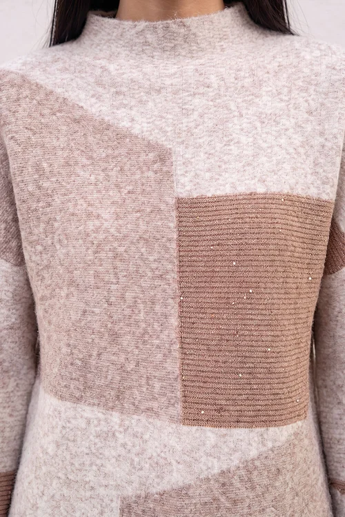Roman Beige Colour Block Knit Jumper - 14 Image 4
