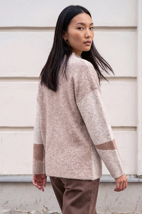 Roman Beige Colour Block Knit Jumper - 14 Image 2