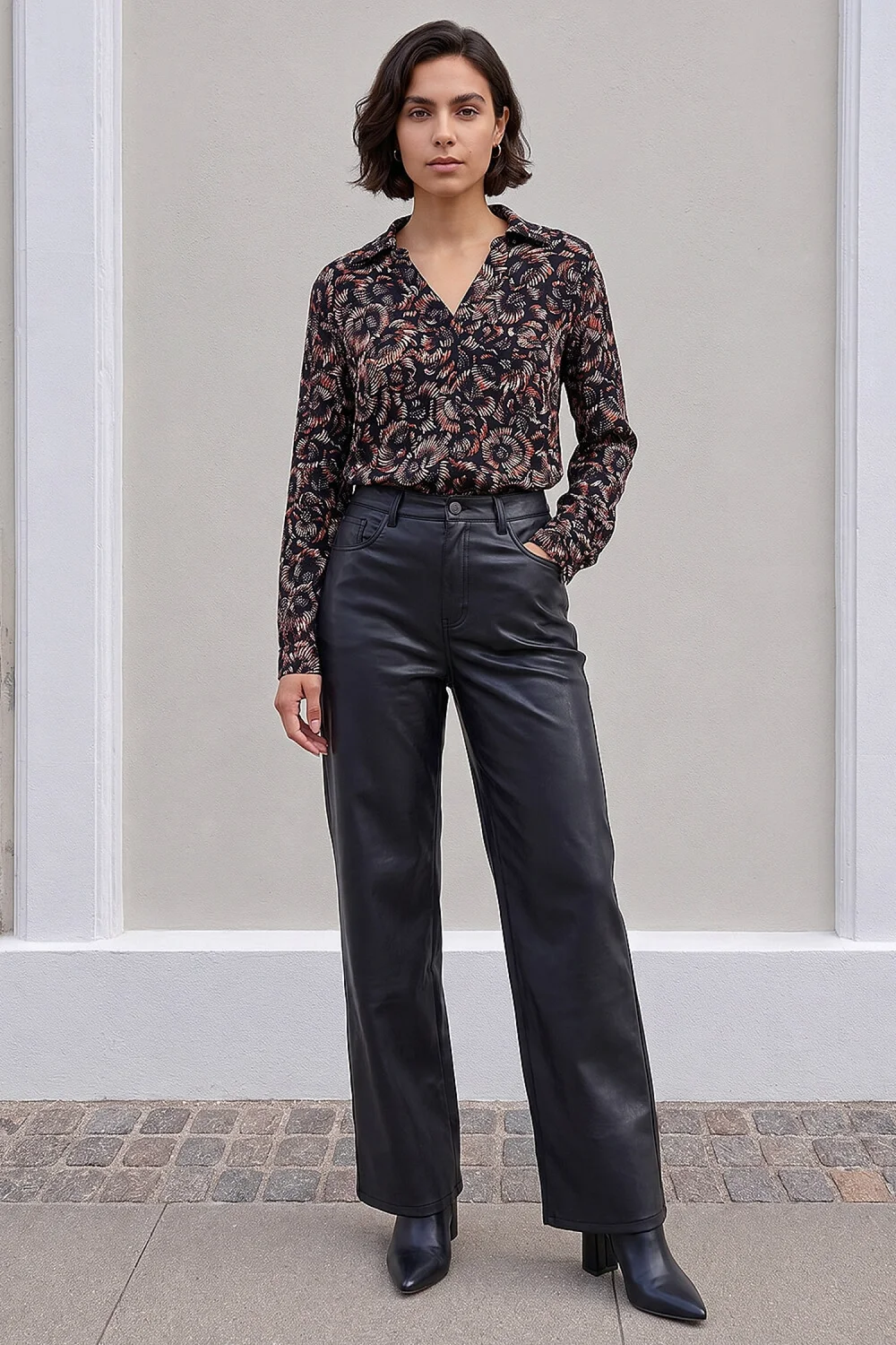 Roman Navy Abstract Puff Print Shirt - 14 Image 3