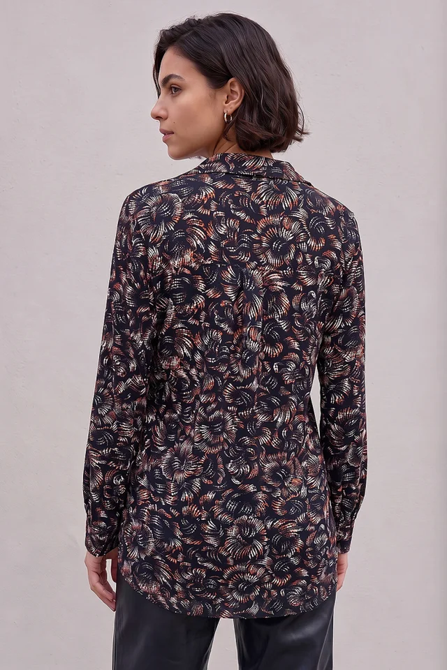 Roman Navy Abstract Puff Print Shirt