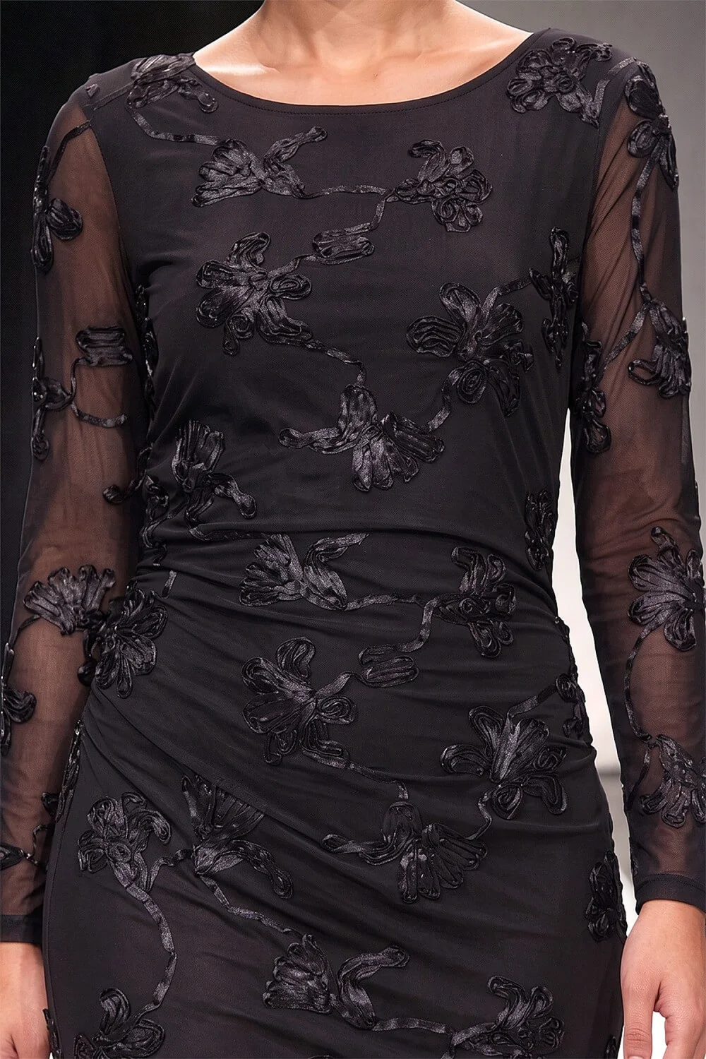 Roman Black Cornelli Stretch Mesh Dress - 14 Image 4