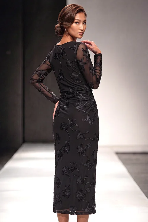 Roman Black Cornelli Stretch Mesh Dress - 14 Image 3