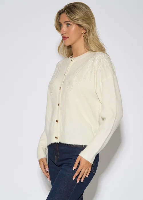 Gini London Off White Angel Sequin Knit Cardigan - L/XL Image 4