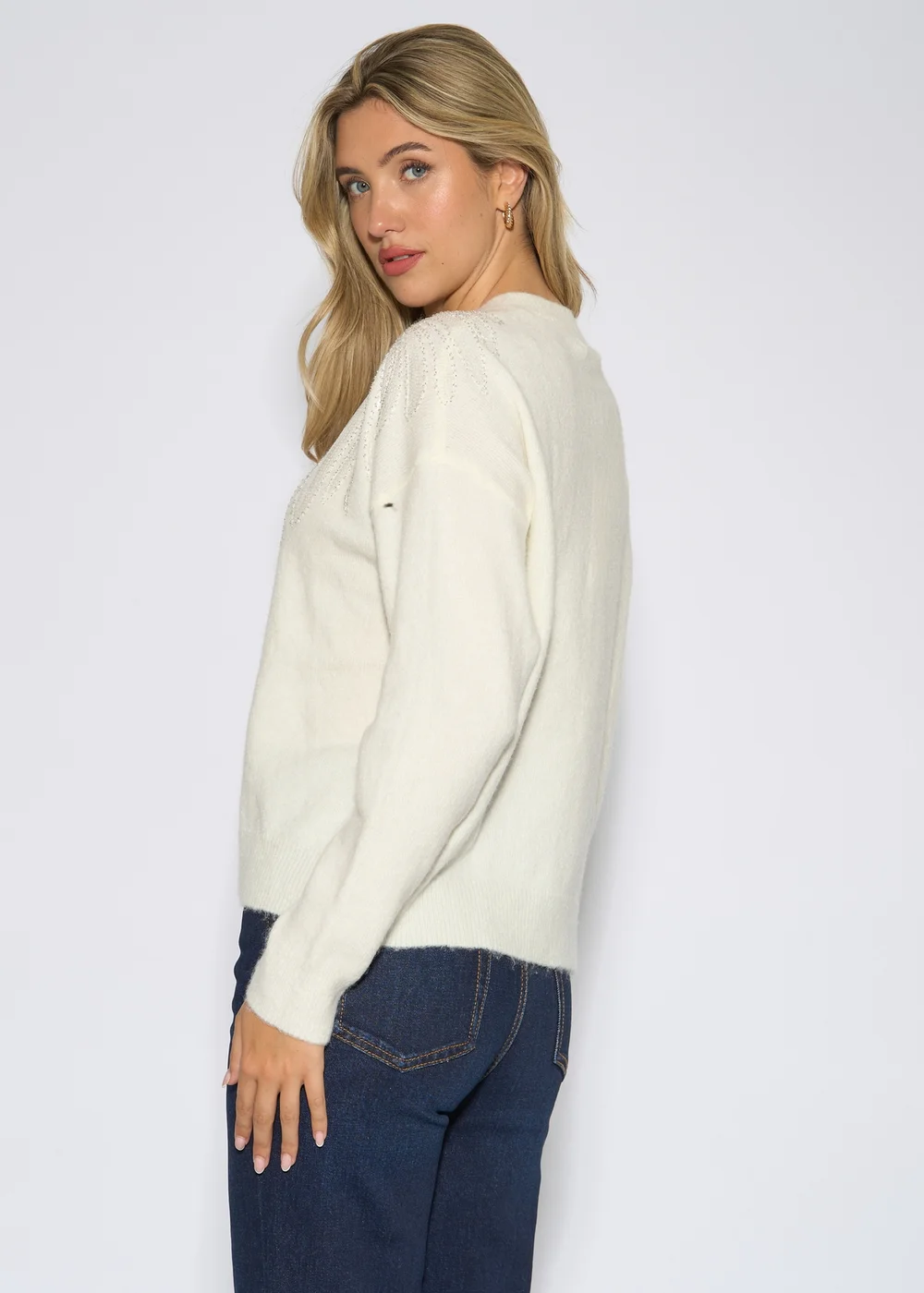 Gini London Off White Angel Sequin Knit Cardigan - L/XL Image 2