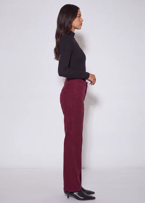 Gini London Mulberry Cord Straight Leg Trousers - 12 Image 4