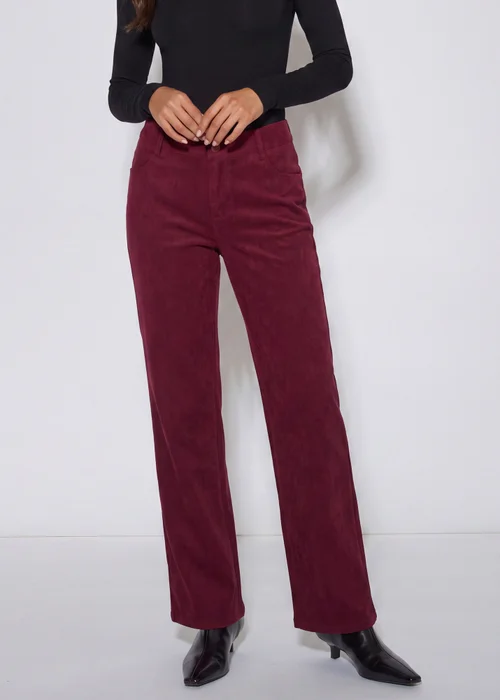 Gini London Mulberry Cord Straight Leg Trousers - 12 Image 3