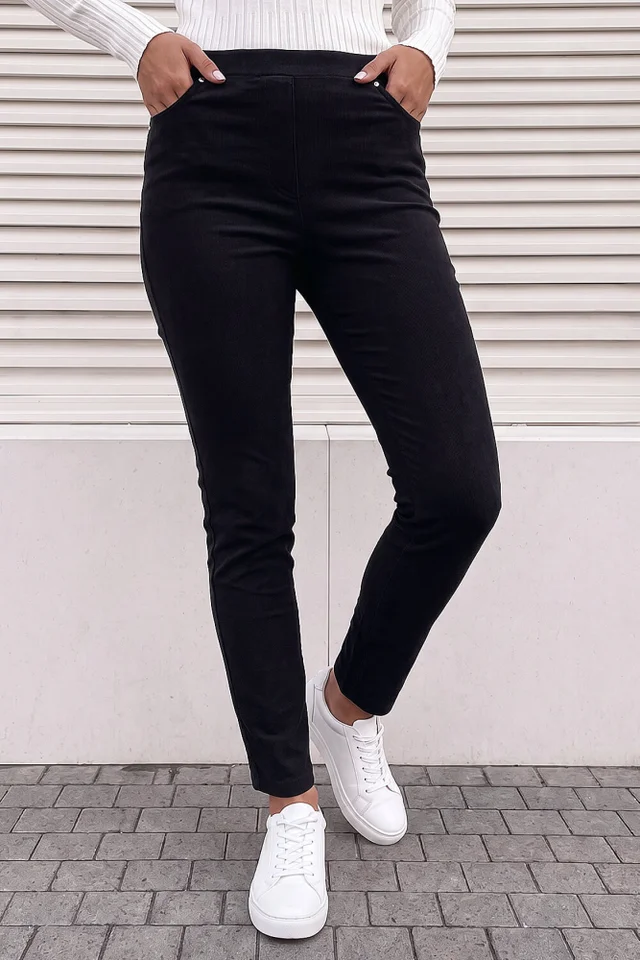 Roman Black Corduroy Straight Leg Trouser