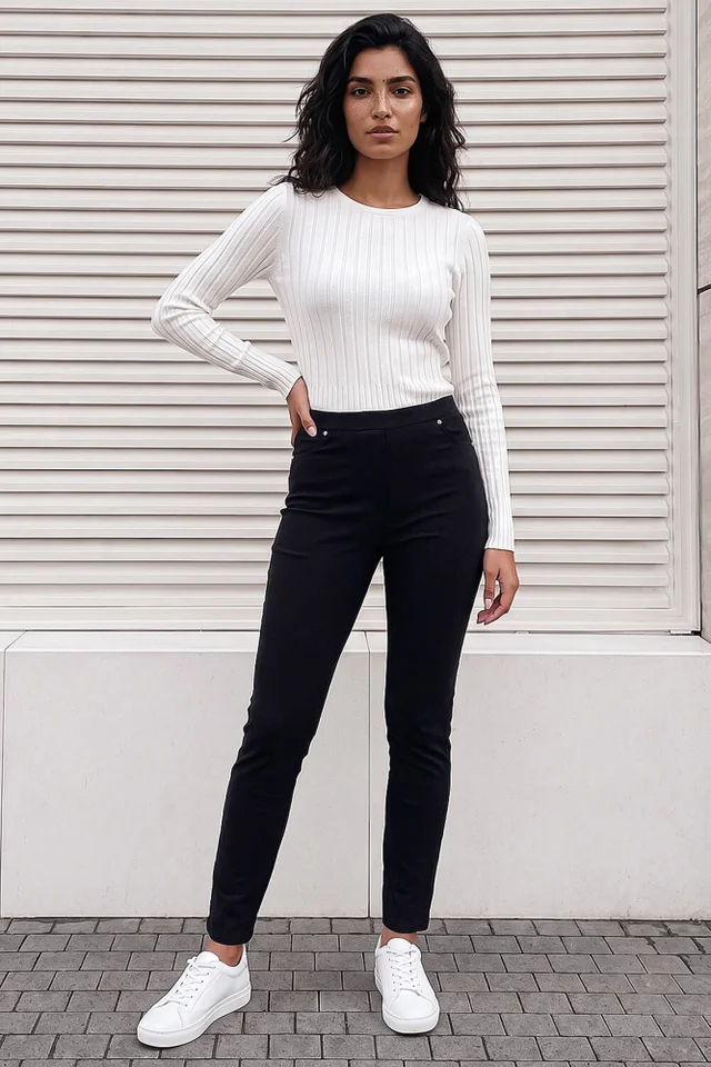 Roman Black Corduroy Straight Leg Trouser