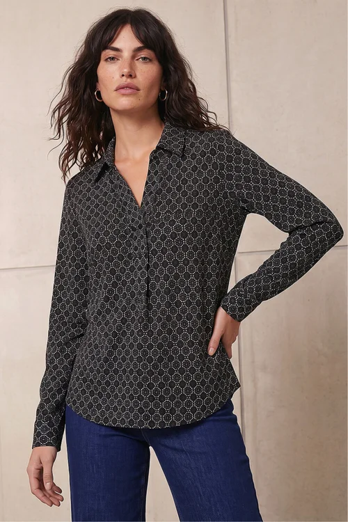 Roman Grey Geometric Puff Print Stretch Shirt - 20 Image 2