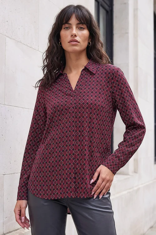 Roman Red Geo Puff Print Shirt - 14 Image 1