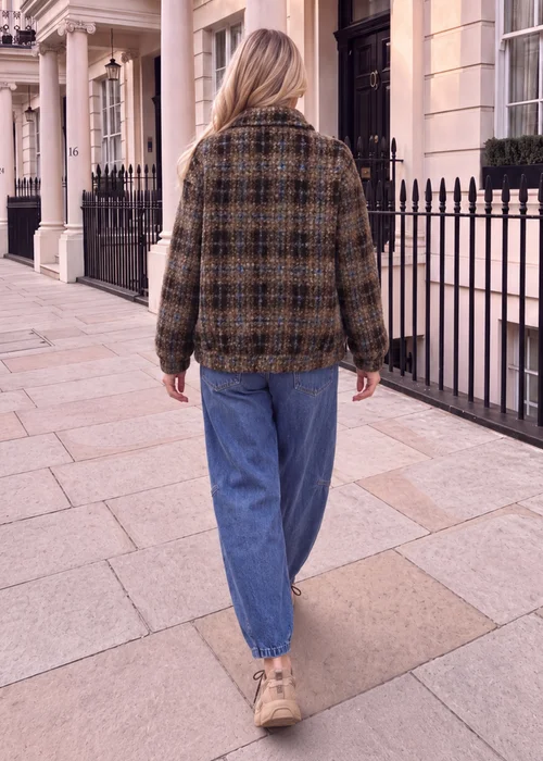 AX Paris Chocolate Boucle Checked Jacket - 10 Image 4