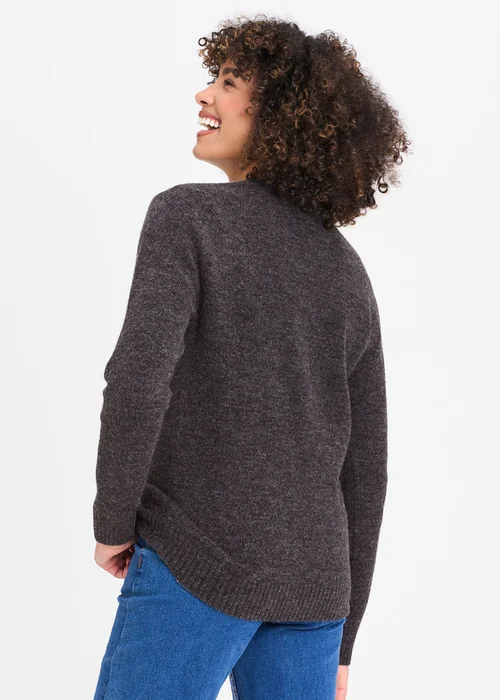 Cotton Traders Charcoal Cosy Knit Crew Neck Jumper - L Image 2