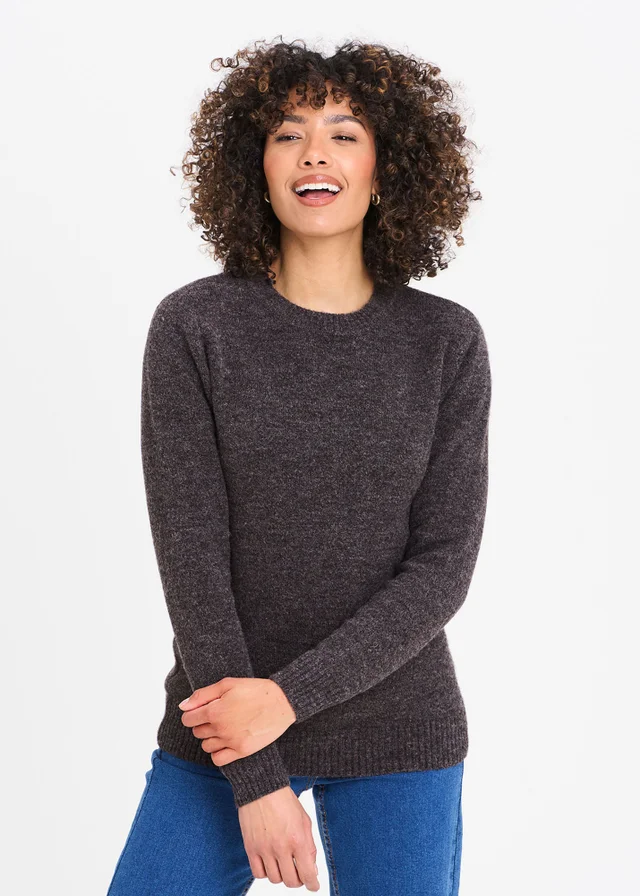 Cotton Traders Charcoal Cosy Knit Crew Neck Jumper