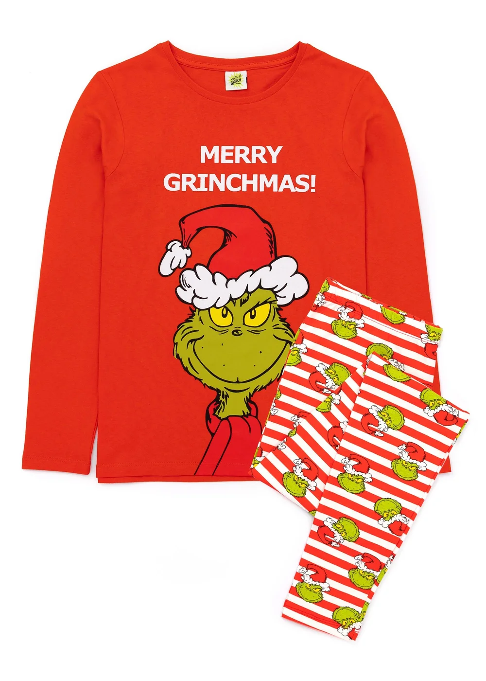 Vanilla Underground The Grinch Unisex Red Merry Grinchmas Slogan Long Sleeve Long Leg Pyjama Set (S-XL) - M Image 2