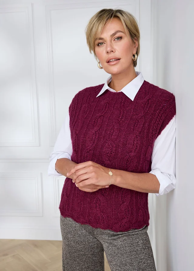 Cotton Traders Ruby Pointelle Crew Neck Vest