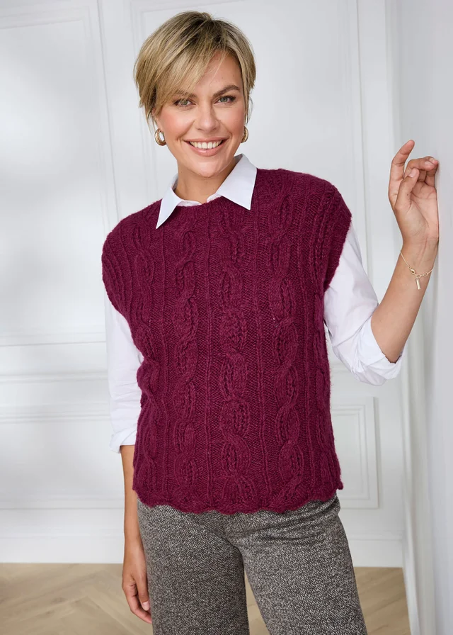 Cotton Traders Ruby Pointelle Crew Neck Vest