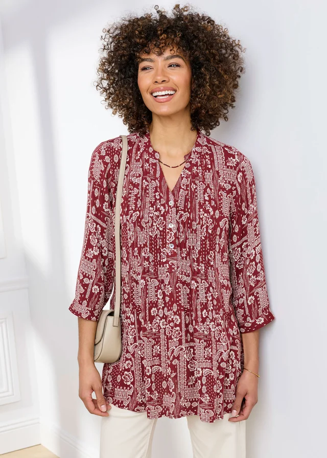 Cotton Traders Ruby Printed Crinkle Tunic