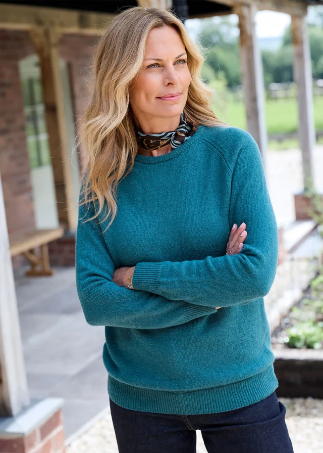 Cotton Traders Kingfisher Lambswool Rich Crew Neck Jumper