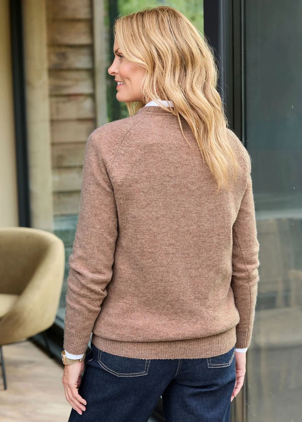 Cotton Traders Oatmeal Lambswool Rich Crew Neck Jumper - 10 Image 3