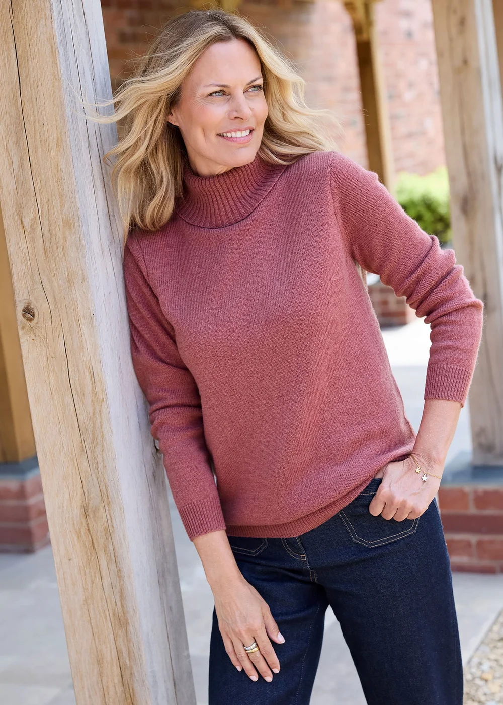 Cotton Traders Vintage Rose Lambswool Rich Relaxed Roll Neck Jumper - 14 Image 2