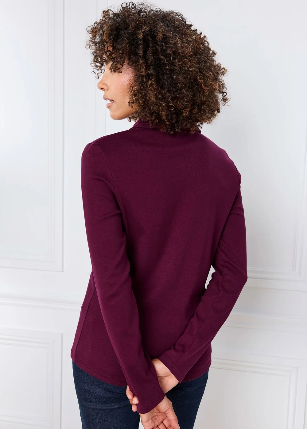 Cotton Traders Berry Wrinkle Free Long Sleeve Polo Shirt - 8 Image 3