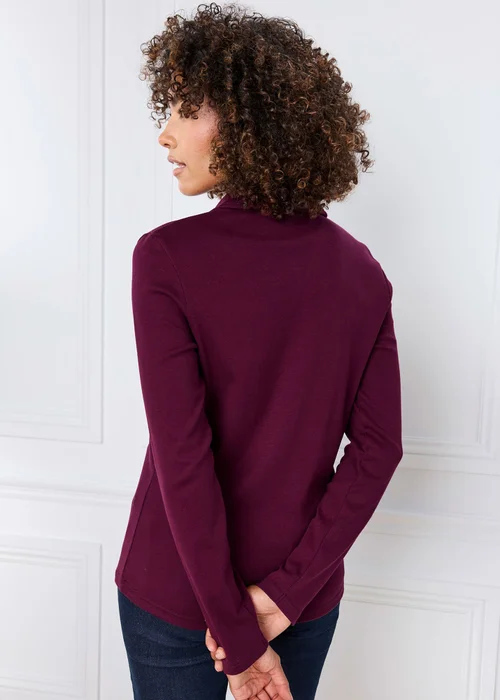 Cotton Traders Berry Wrinkle Free Long Sleeve Polo Shirt - 8 Image 3