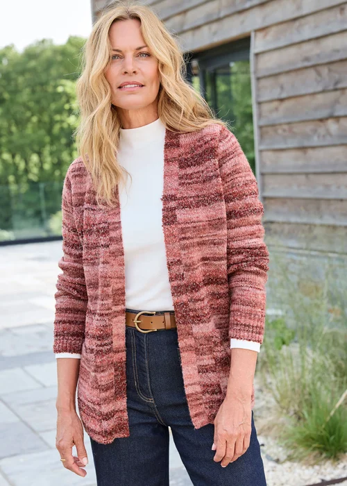 Cotton Traders Terracotta Stripe Edge to Edge Cardigan - 24 Image 2