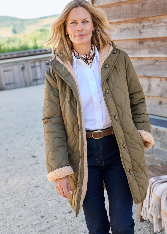 Cotton Traders Deep Khaki Reversible Coat