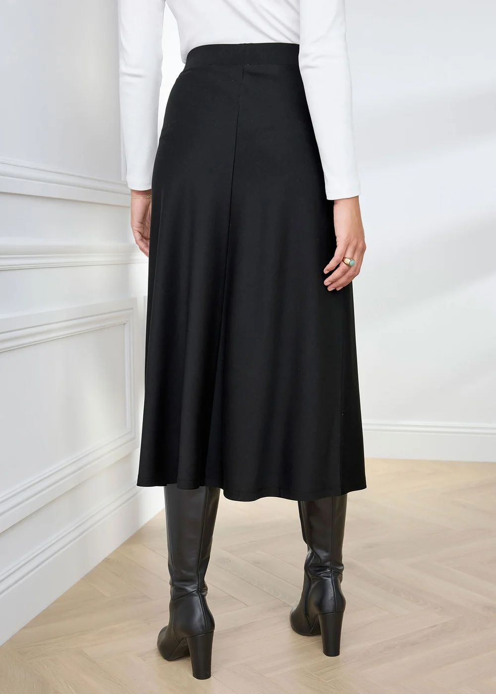 Cotton Traders Black Pull On Jersey Maxi Skirt - 10 Image 3