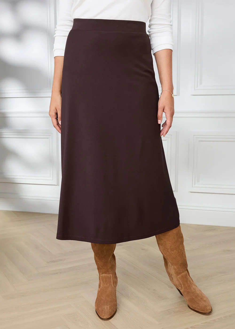 Cotton Traders Dark Chocolate Pull On Jersey Maxi Skirt - 12 Image 1