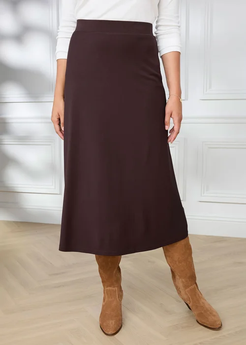 Cotton Traders Dark Chocolate Pull On Jersey Maxi Skirt - 12 Image 1