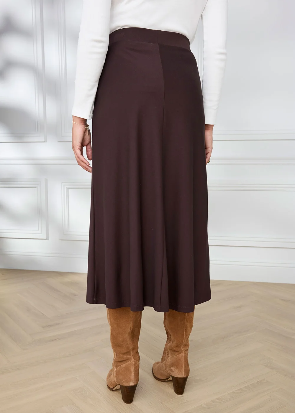 Cotton Traders Dark Chocolate Pull On Jersey Maxi Skirt - 12 Image 3