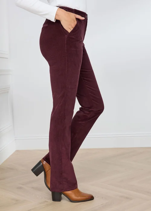 Cotton Traders Merlot Adjustable Waist Cord Straight Leg Trousers - 24/L29 Image 1