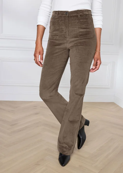 Cotton Traders Bark Slim Flare Stretch Cord Trousers - 18/L29 Image 1