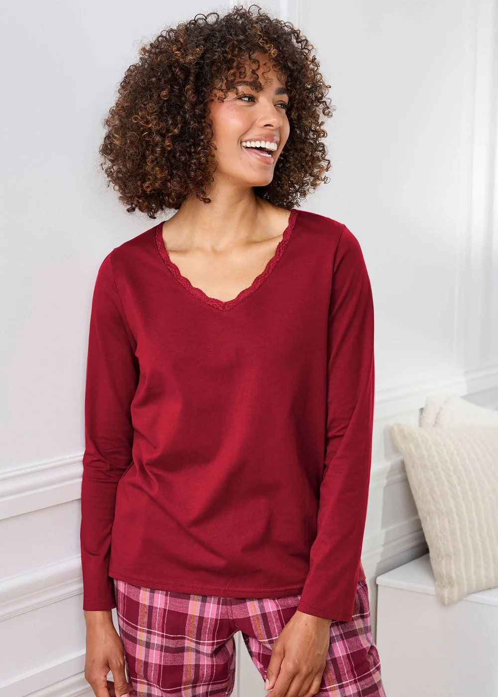 Cotton Traders Multi 2 Pack Cotton Lace Trim Tops - 16 Image 3