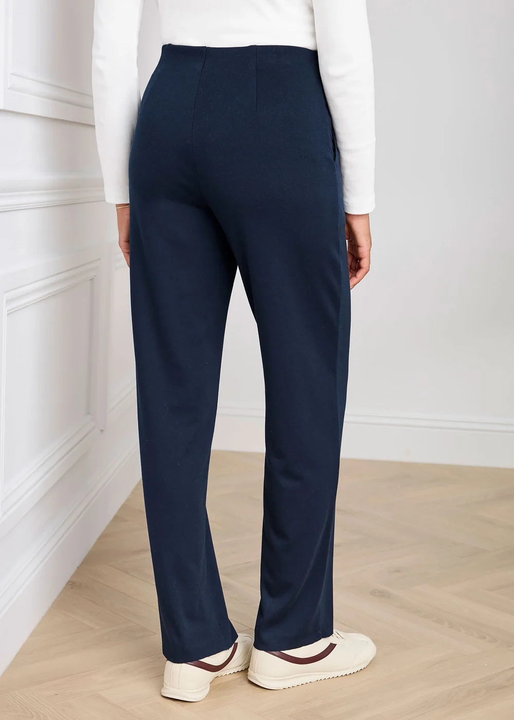 Cotton Traders Navy Pull On Jersey Trousers - 16/L27 Image 4