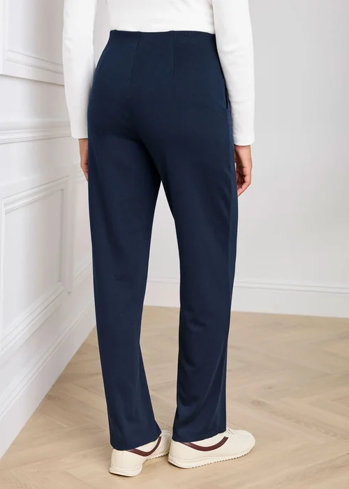 Cotton Traders Navy Pull On Jersey Trousers - 16/L27 Image 4