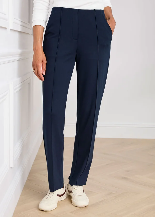 Cotton Traders Navy Pull On Jersey Trousers