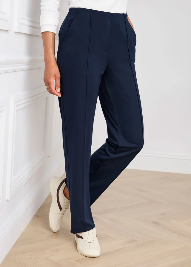 Cotton Traders Navy Pull On Jersey Trousers