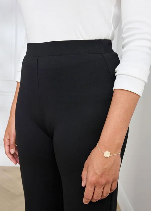 Cotton Traders Black Jersey Wide Leg Pull On Trousers - 20/l27 Image 4