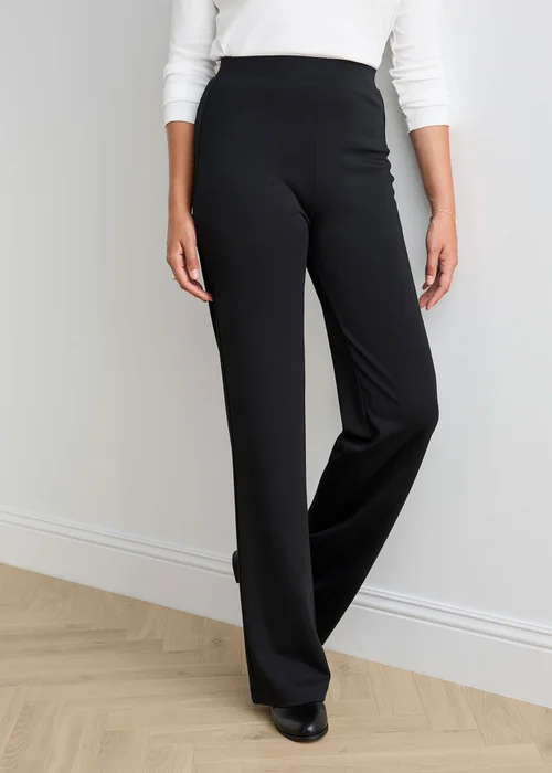 Cotton Traders Black Jersey Wide Leg Pull On Trousers - 20/l27 Image 1