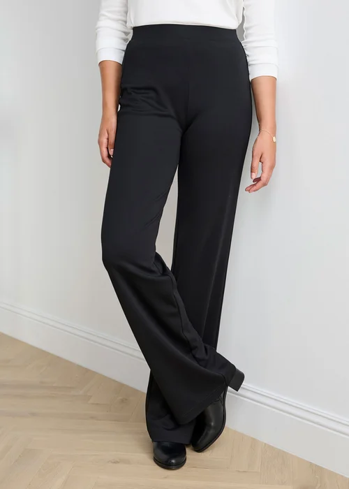 Cotton Traders Black Jersey Wide Leg Pull On Trousers - 20/l27 Image 2