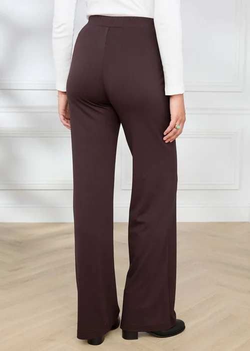 Cotton Traders Dark Chocolate Jersey Wide Leg Pull On Trousers - 14/L29 Image 3