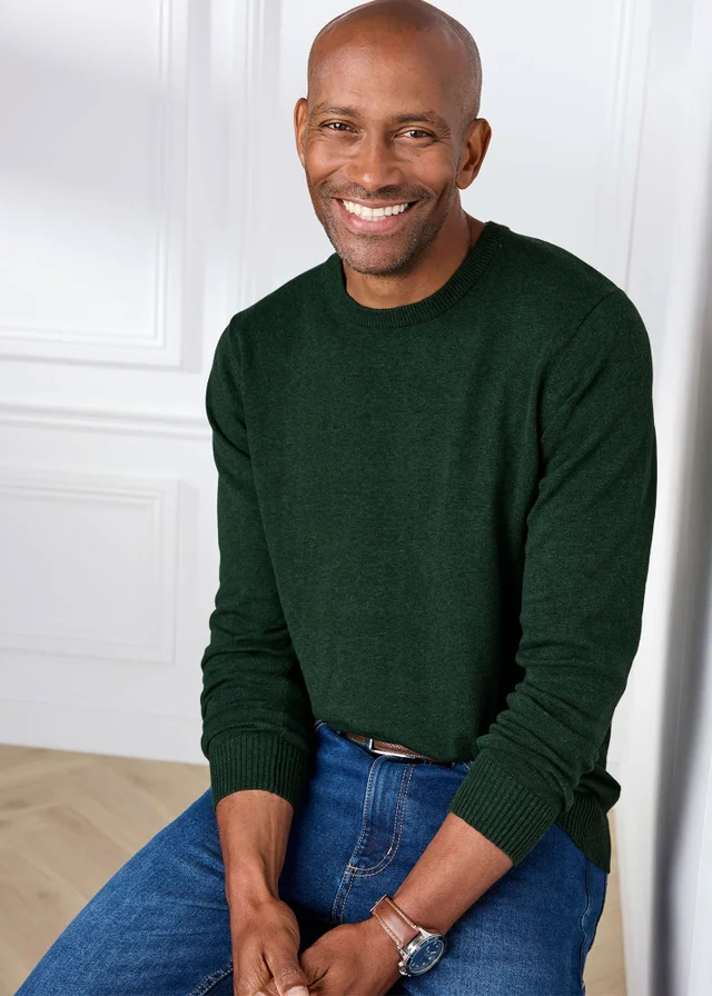 Cotton Traders Dark Green Cotton Crew Neck
