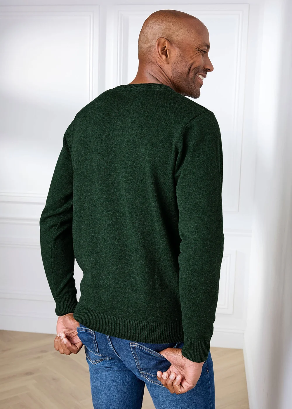 Cotton Traders Dark Green Cotton Crew Neck - M Image 3