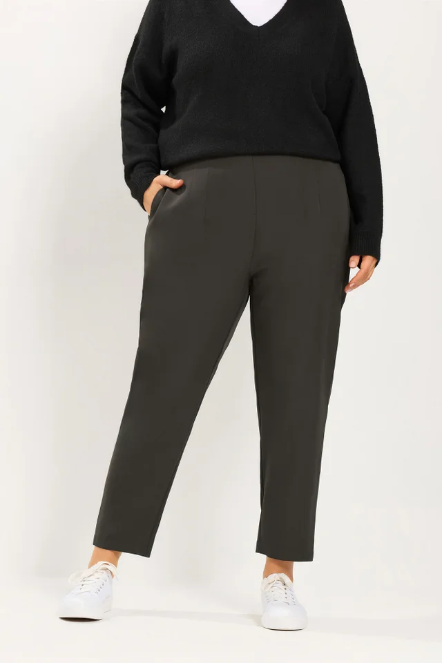 Yours Curve Chocolate Brown Darted Waist Trousers
