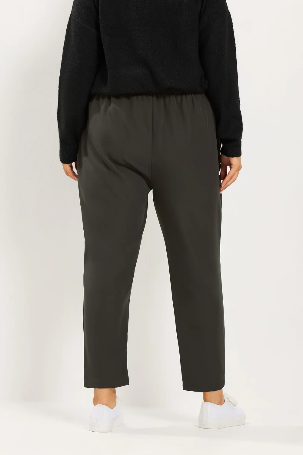 Yours Curve Chocolate Brown Darted Waist Trousers - 18/L28 Image 3