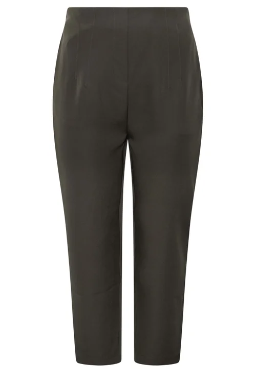 Yours Curve Chocolate Brown Darted Waist Trousers - 18/L28 Image 5