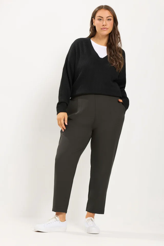 Yours Curve Chocolate Brown Darted Waist Trousers